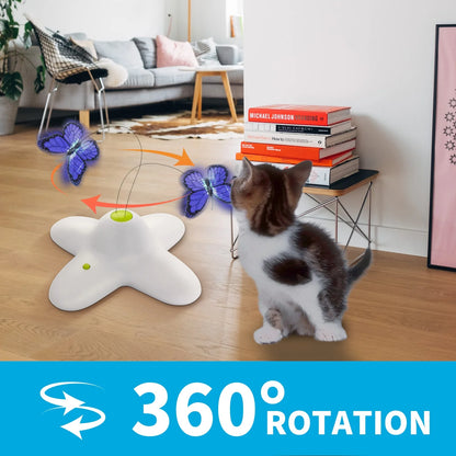 Interactive Cat Toys, Fluttering Butterfly Automatic Cat Teasing Toy with 2 Replacement Butterflies