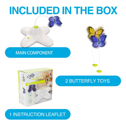 Interactive Cat Toys, Fluttering Butterfly Automatic Cat Teasing Toy with 2 Replacement Butterflies