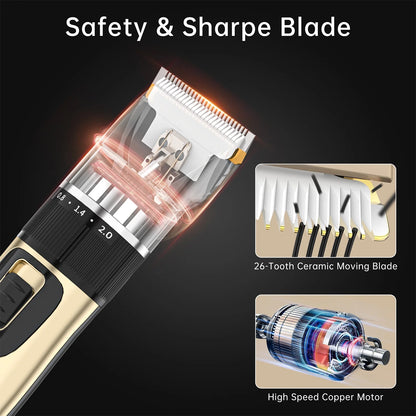 Dog Hair Clippers, Professional LED Display Dog Grooming Kit, Cordless Quiet Pets Clippers Hair Trimmer, Low Noise Dog Shaver Clipper with 4 Comb Guides, 5 Size Fine Tuning Knob for Thick Coats Cats