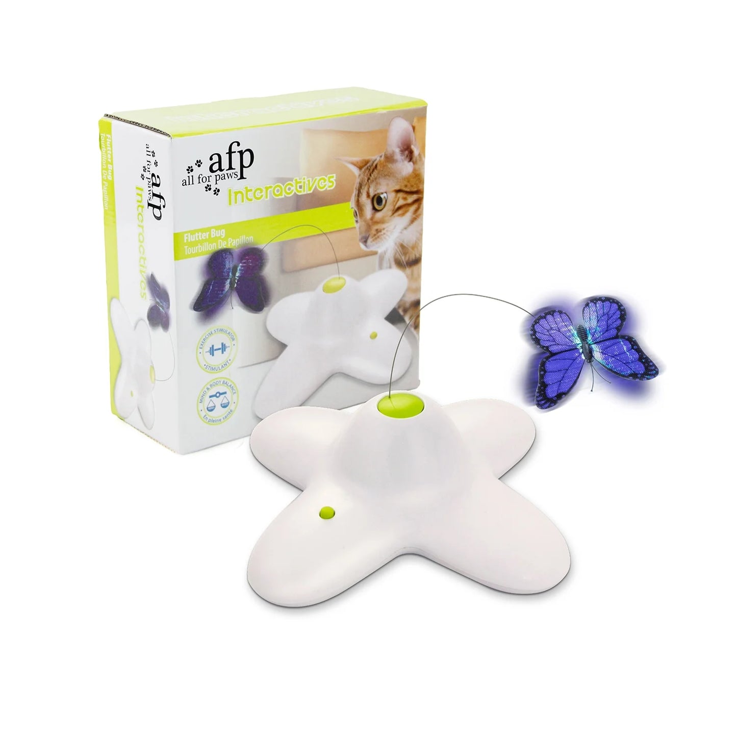 Interactive Cat Toys, Fluttering Butterfly Automatic Cat Teasing Toy with 2 Replacement Butterflies