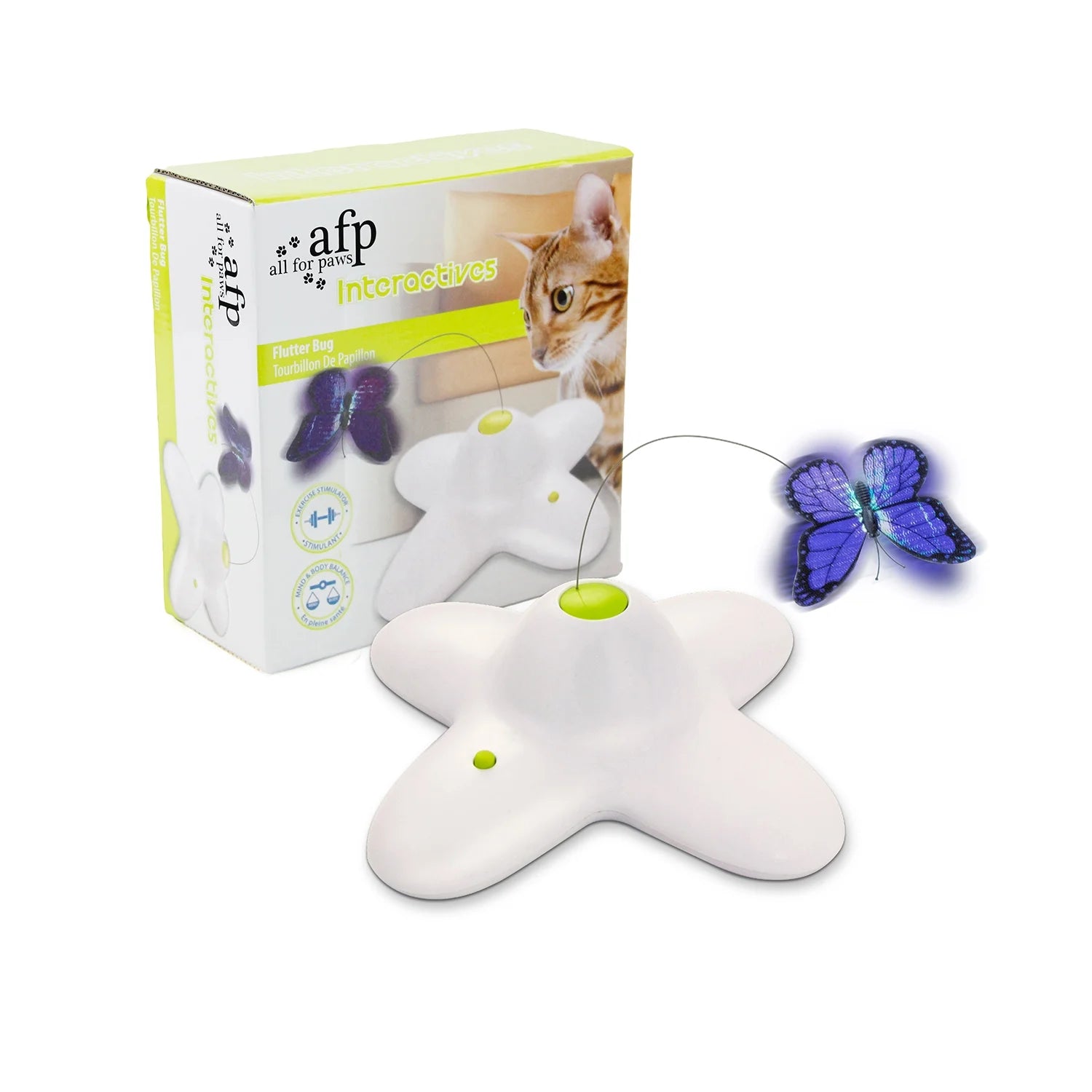 Interactive Cat Toys, Fluttering Butterfly Automatic Cat Teasing Toy with 2 Replacement Butterflies